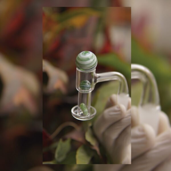 SET SLURPER | PERLAS + BANGER FULL WELDED | SET MARBLE VERDE CON BLANCO 10MM-45°-MACHO
